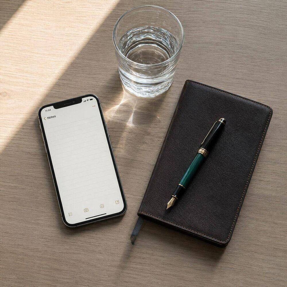 Phone and notebook on a clean desk — Bridge Note discovery call